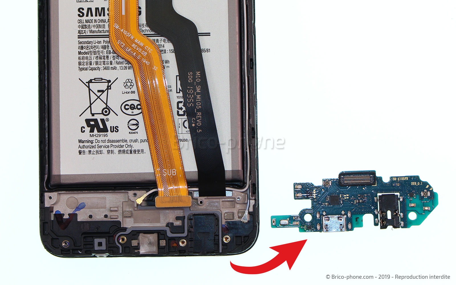 Changement du connecteur de charge  sur Galaxy A10 photo 4